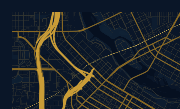 Minneapolis map in Midnight Blue style