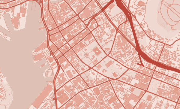 Honolulu map in Coral style
