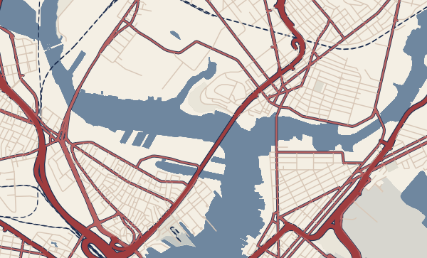 Americana map preview of Boston, Massachusetts