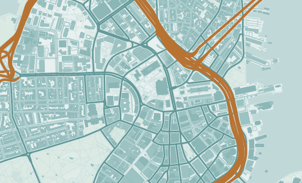 Boston map in Copper Patina style