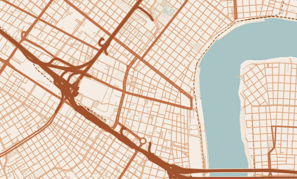 New Orleans map in Terracotta style