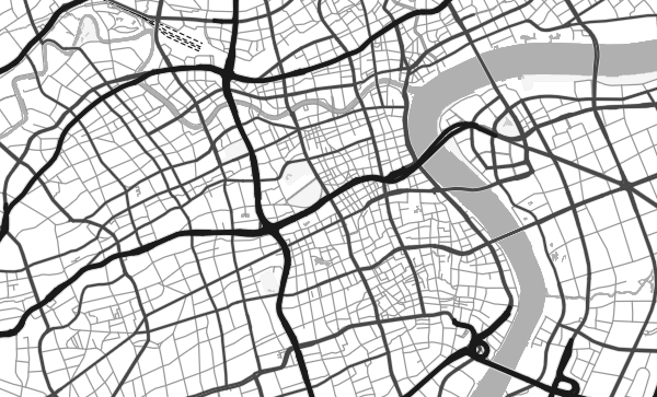 Shanghai map in Contrast style