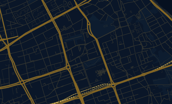 Warsaw map in Midnight Blue style