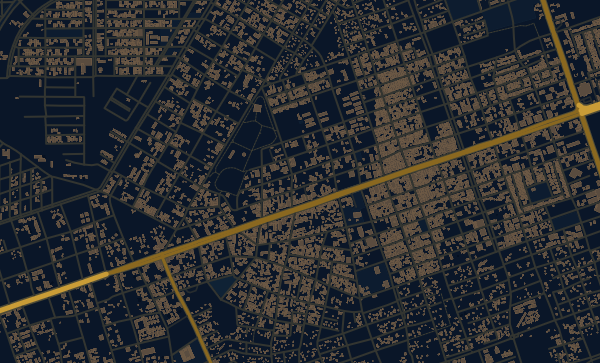 Tulum map in Midnight Blue style