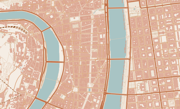 Lyon map in Terracotta style