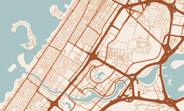 Dubai map in Terracotta style