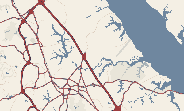 Americana map preview of Williamsburg & Yorktown, Virginia