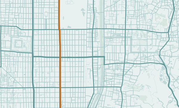 Kyoto map in Copper Patina style