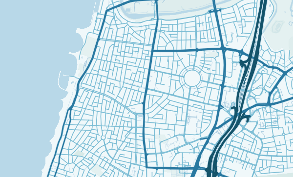 Tel Aviv map in Ocean style