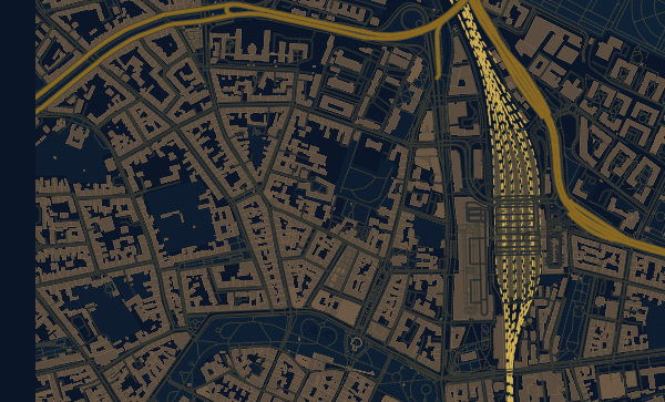 Kraków map in Midnight Blue style