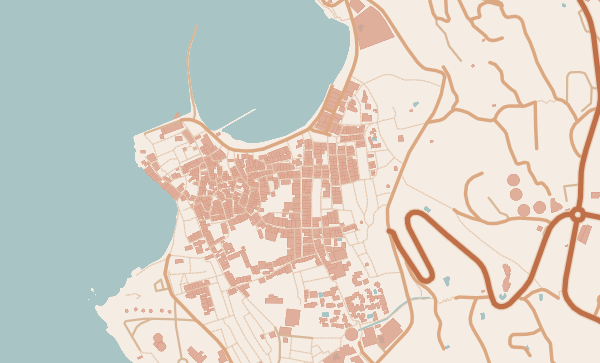 Mykonos map in Terracotta style