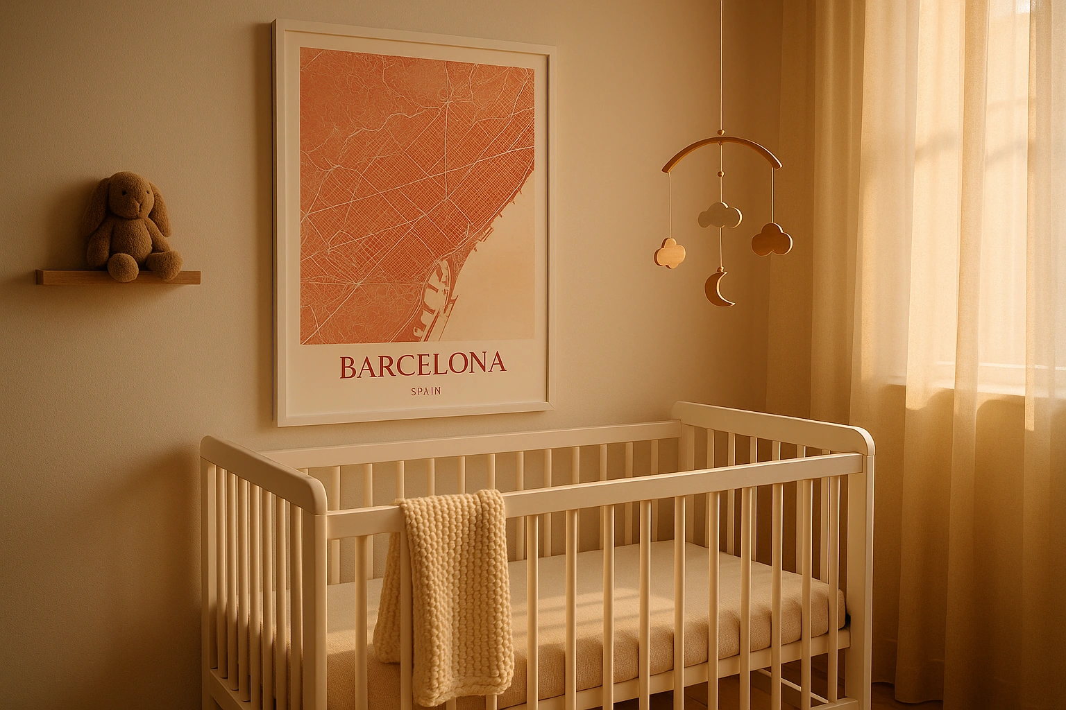 Birthdays & Babies map poster in a room