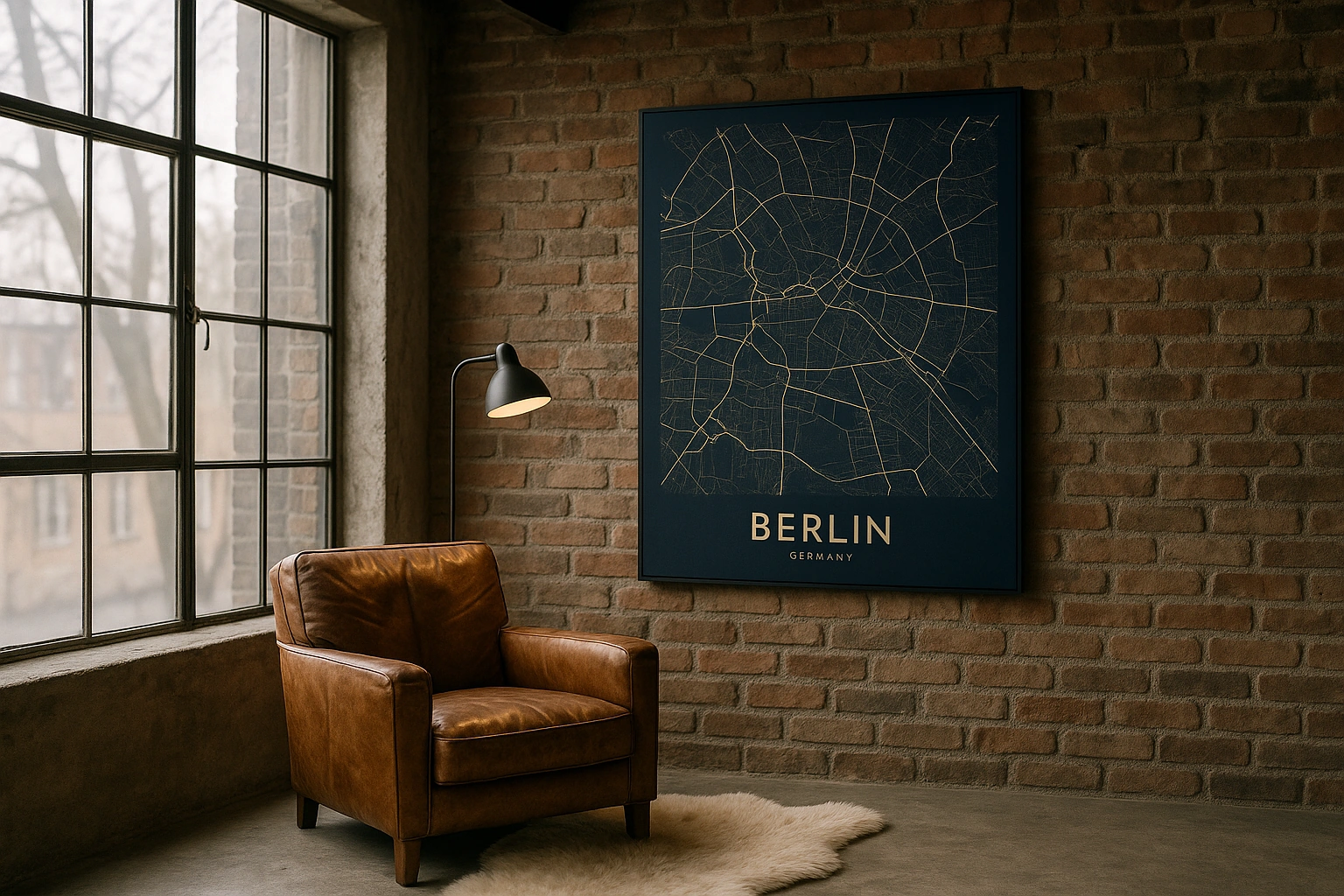 New Home map poster in a room